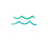 Logo mit Schriftzug und verschieden-farbigen Wellenformen